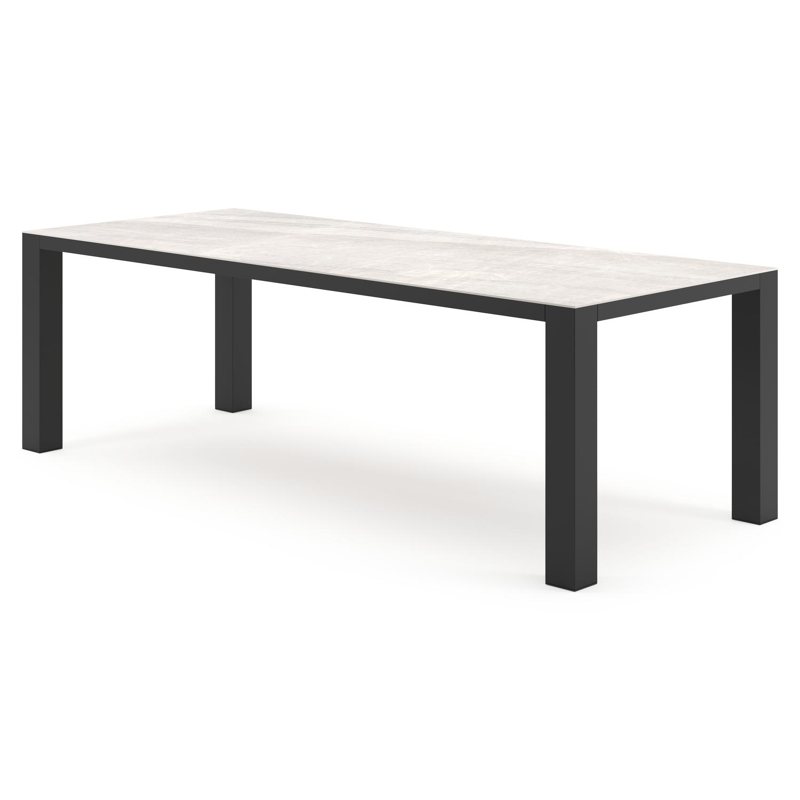 Nano tuintafel rechthoekig in zwart aluminium en volkeramiek Taj Mahal - L 240 x B 100 x H 75 cm