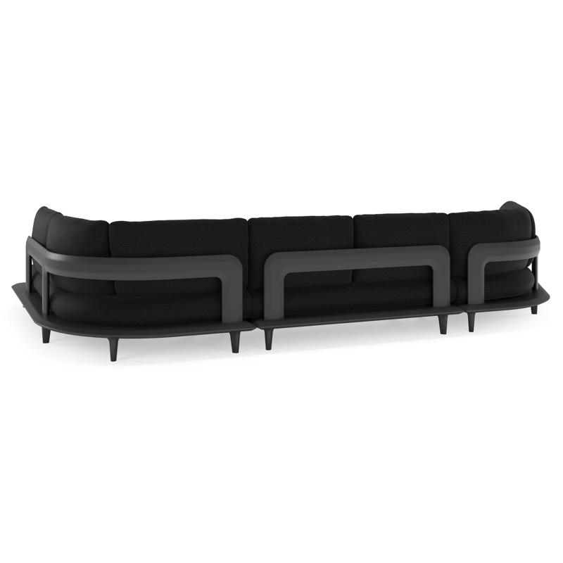 Bomero loungehoek in zwart aluminium met lopi baribal all weather sunbrella® luxe kussen