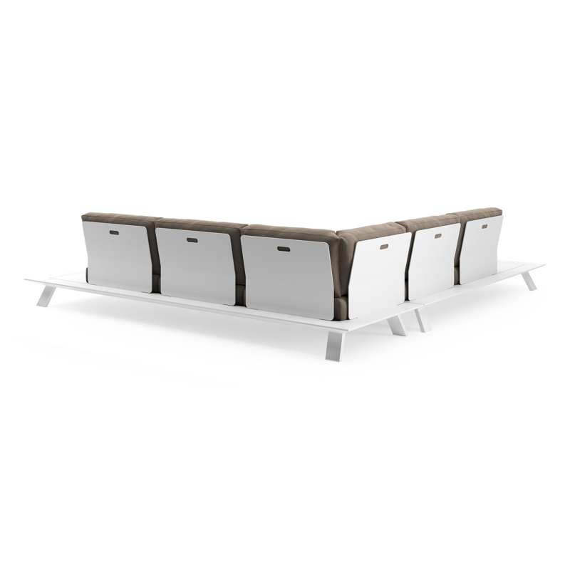 Cesano loungehoek in wit aluminium met natte heather grey all weather Sunbrella® luxe kussen