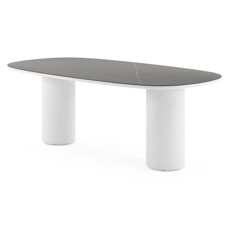 Amico tuintafel bombo in wit aluminium en volkeramiek Calatorao - L 210 x B 110 x H 73.5 cm