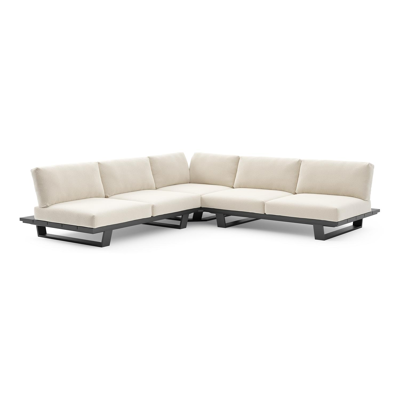 Pagino loungehoek in zwart aluminium met althea off white all weather cosytica kussen