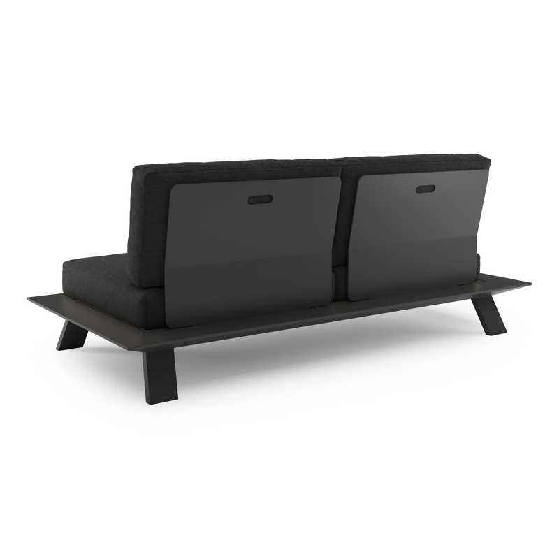 Cesano loungebank in zwart aluminium met chartres sooty all weather Sunbrella® luxe kussen