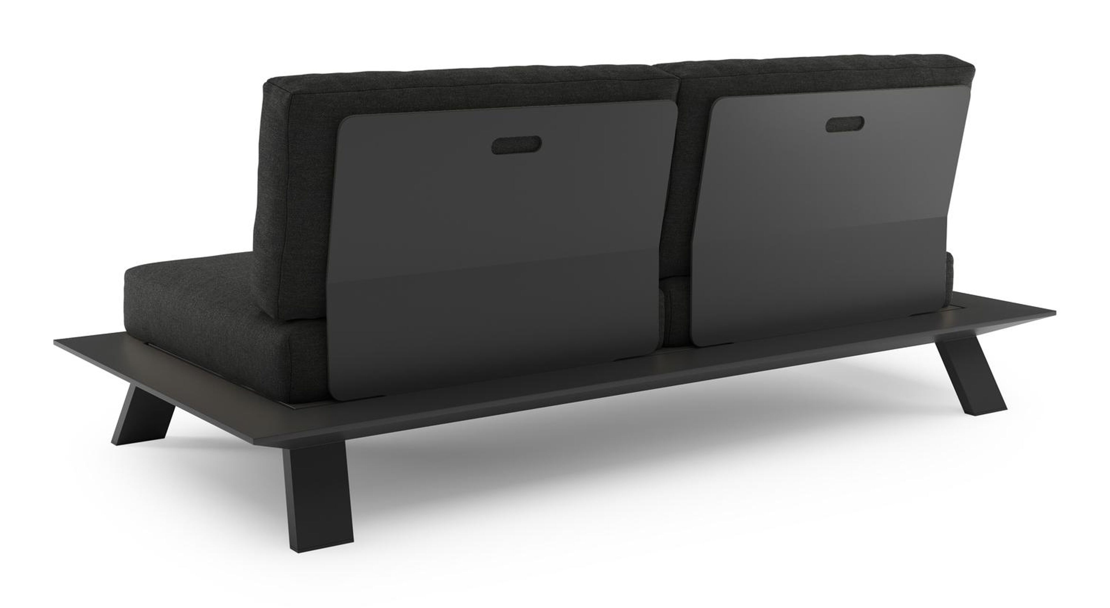 Canapé de jardin Cesano en aluminium noir et coussin en all weather Sunbrella® luxe chartres sooty