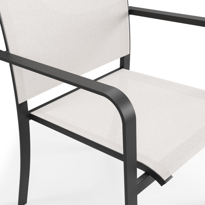 Calobra tuinstoel in zwart aluminium en beige single textilene