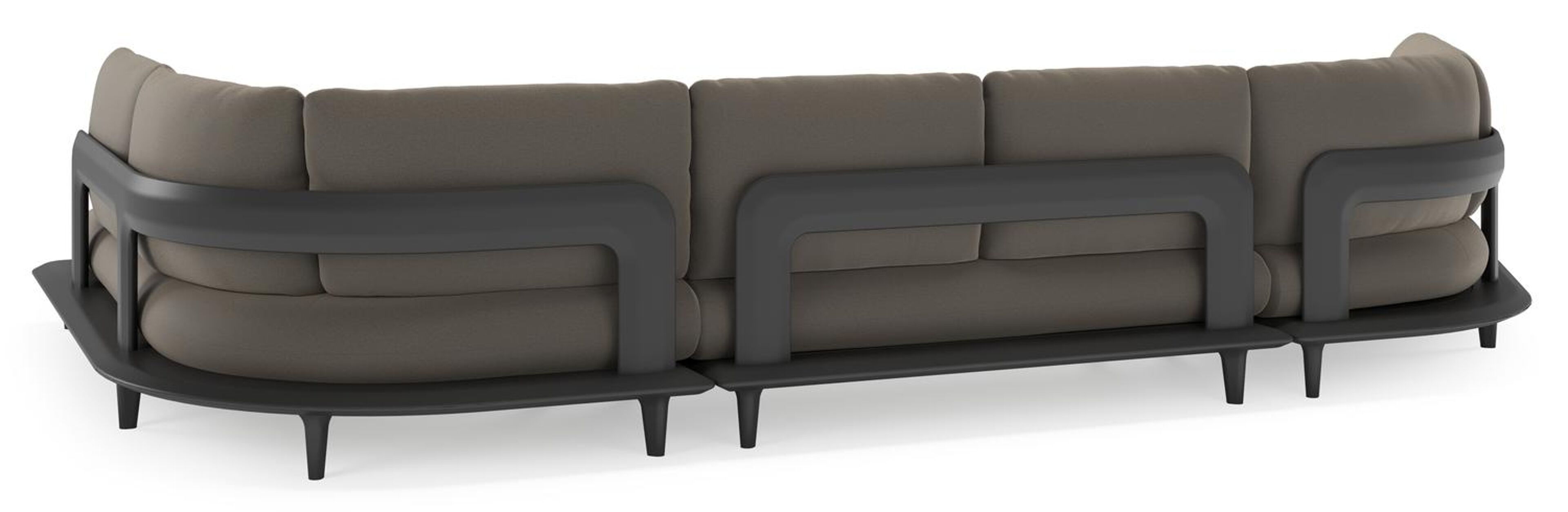 Bomero loungehoek in zwart aluminium met natte carbon beige all weather sunbrella® luxe kussen