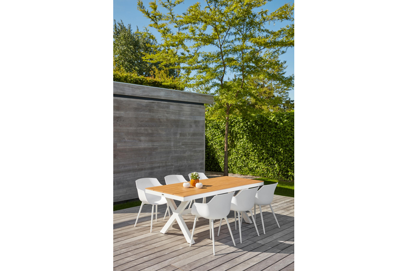 Bahia tuintafel in wit aluminium en polywood - L 200 x B 89 x H 75 cm