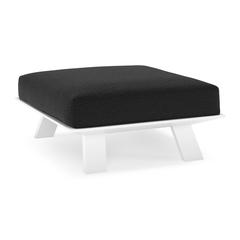 Pouf Cesano en aluminium blanc et coussin en all weather Sunbrella® luxe lopi baribal