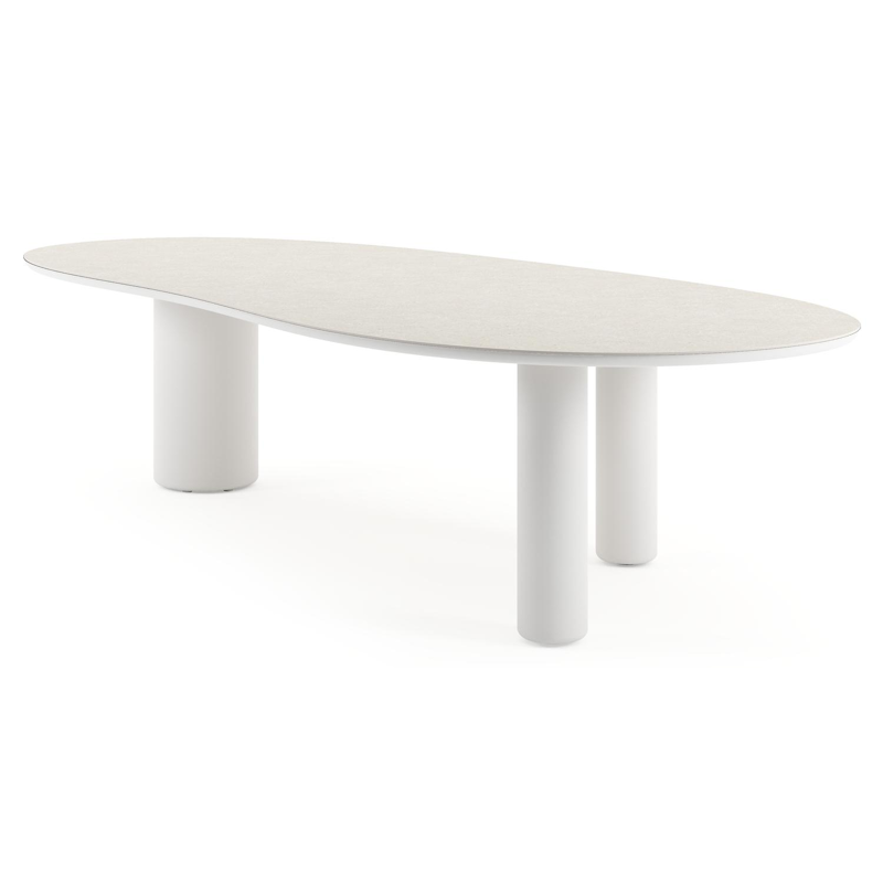 Amico tuintafel organisch in wit aluminium en volkeramiek Shilin - L 320 x B 145 x H 73.5 cm