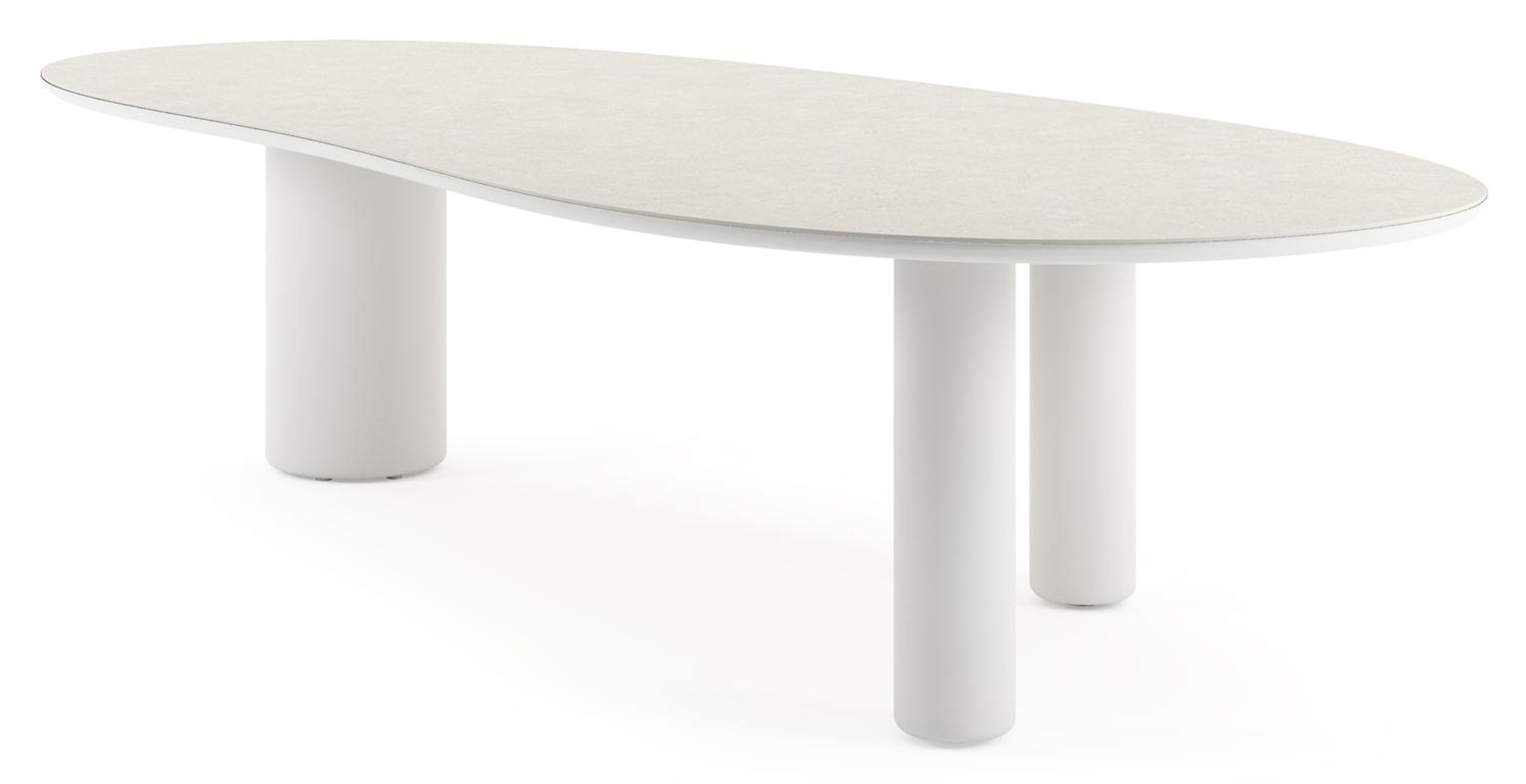 Amico tuintafel organisch in wit aluminium en volkeramiek Shilin - L 320 x B 145 x H 73.5 cm