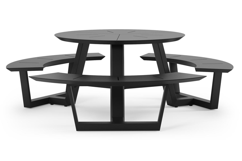 Rondino picknicktafel in zwart aluminium - Dia. 207 cm