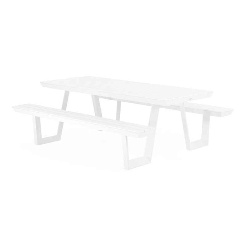 Altura picknicktafel in wit aluminium - L 220 x B 89 x H 74 cm