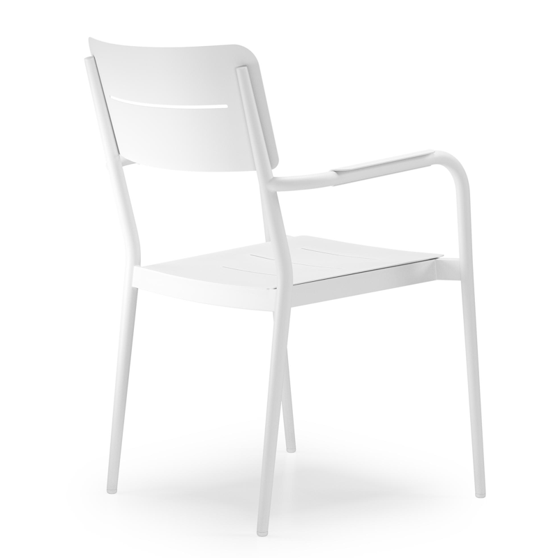 Tora tuinset rond in wit aluminium en polywood met 4 Salto tuinstoelen