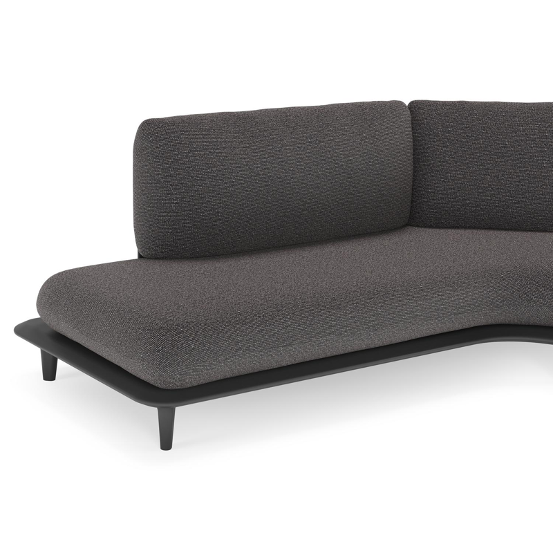 Salon de jardin d'angle Bomero en aluminium noir et coussins en all weather solica firenze tunder