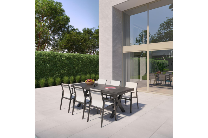 Bahia tuintafel in zwart aluminium - L 200 x B 89 x H 75 cm