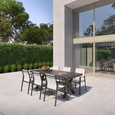 Bahia tuintafel in zwart aluminium - L 200 x B 89 x H 75 cm