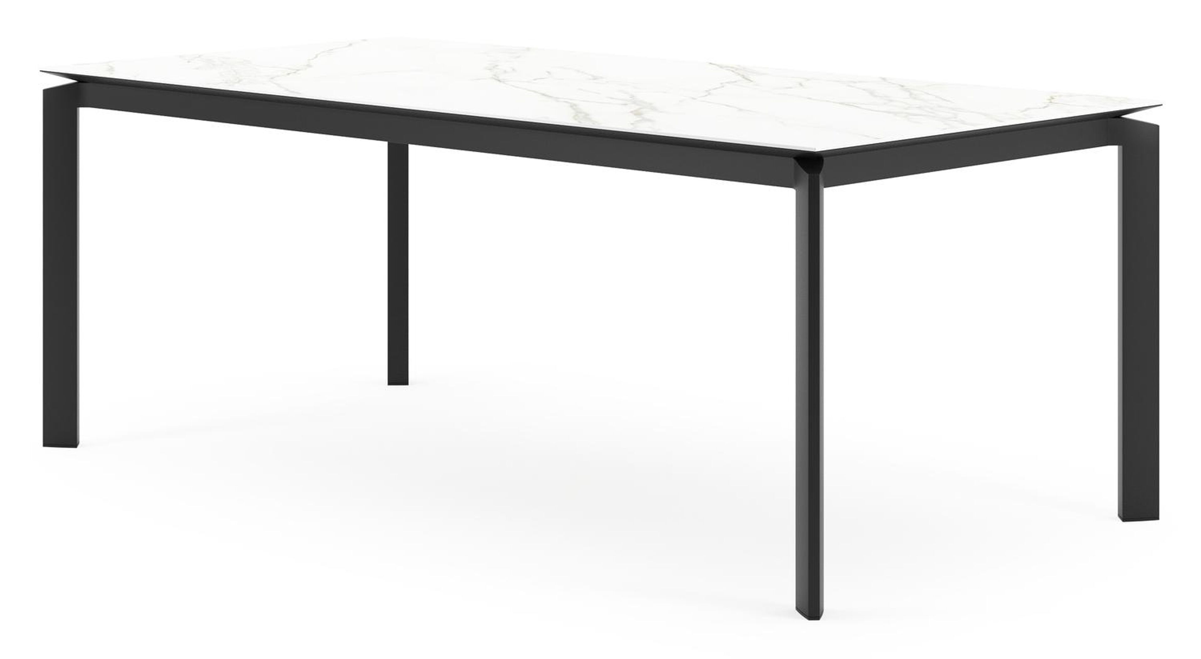 Cirello tuintafel rechthoekig in zwart aluminium en volkeramiek Calacatta - L 200 x B 100 x H 75 cm