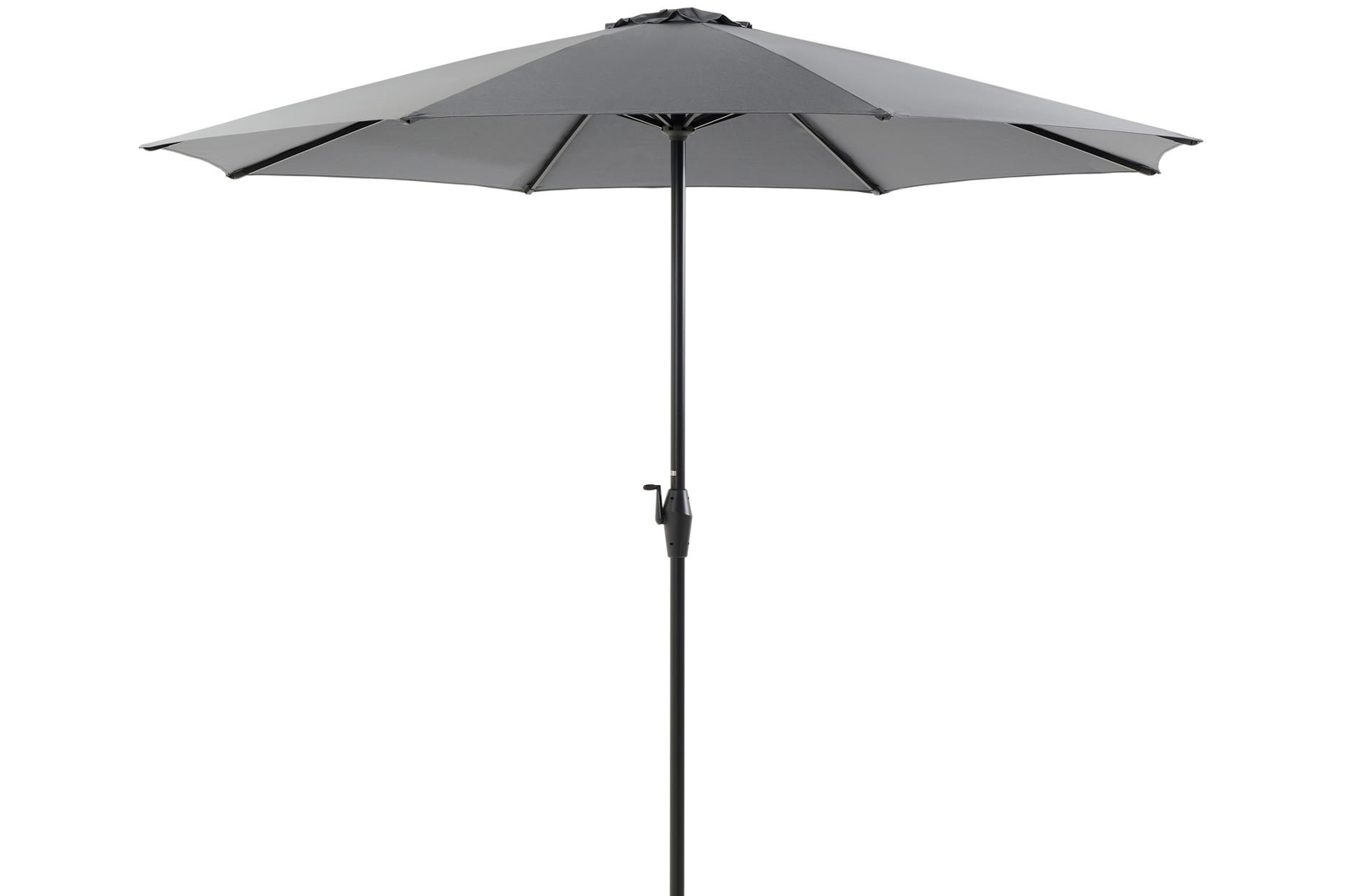 Viola staanparasol in zwart aluminium met grijs weather+ softtouch parasoldoek - Dia. 350 cm (zonder voet)