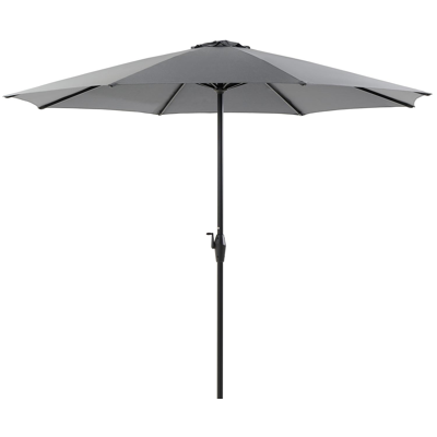 Viola staanparasol in zwart aluminium met grijs weather+ softtouch parasoldoek - Dia. 350 cm (zonder voet)