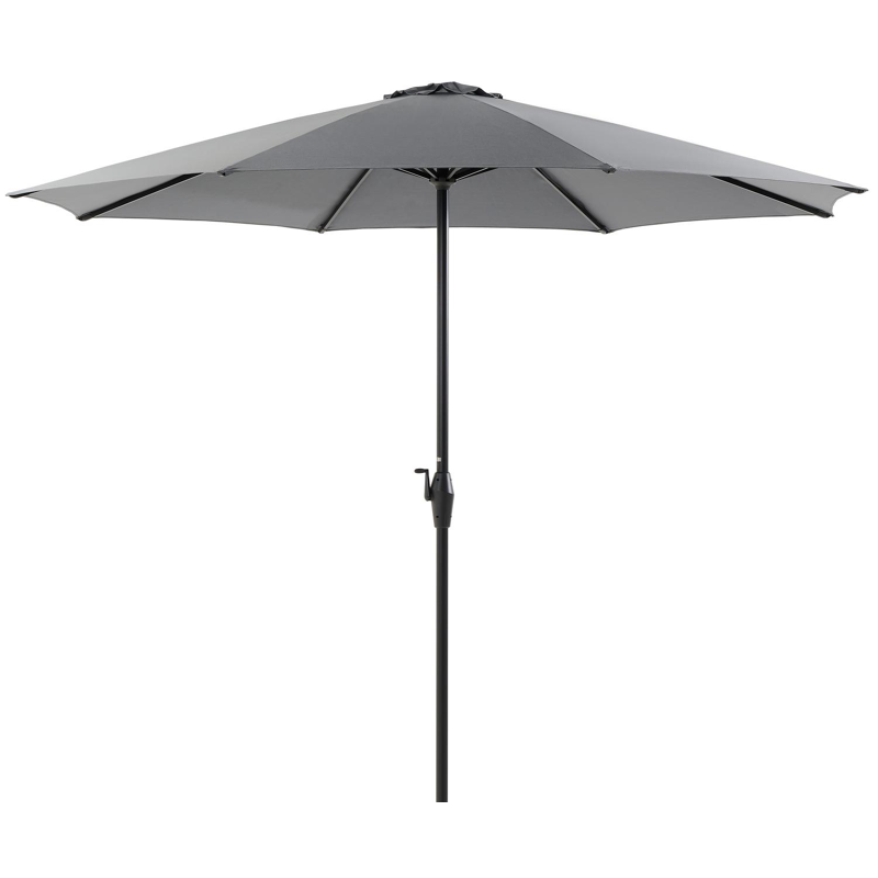 Parasol déporté Viola en aluminium noir avec toile de parasol en weather+ softtouch gris - Dia. 350 cm (sans pied de parasol)