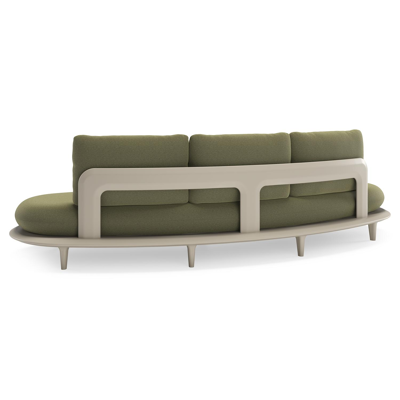 Bomero loungeset in beige aluminium met heritage leaf all weather sunbrella® luxe kussen