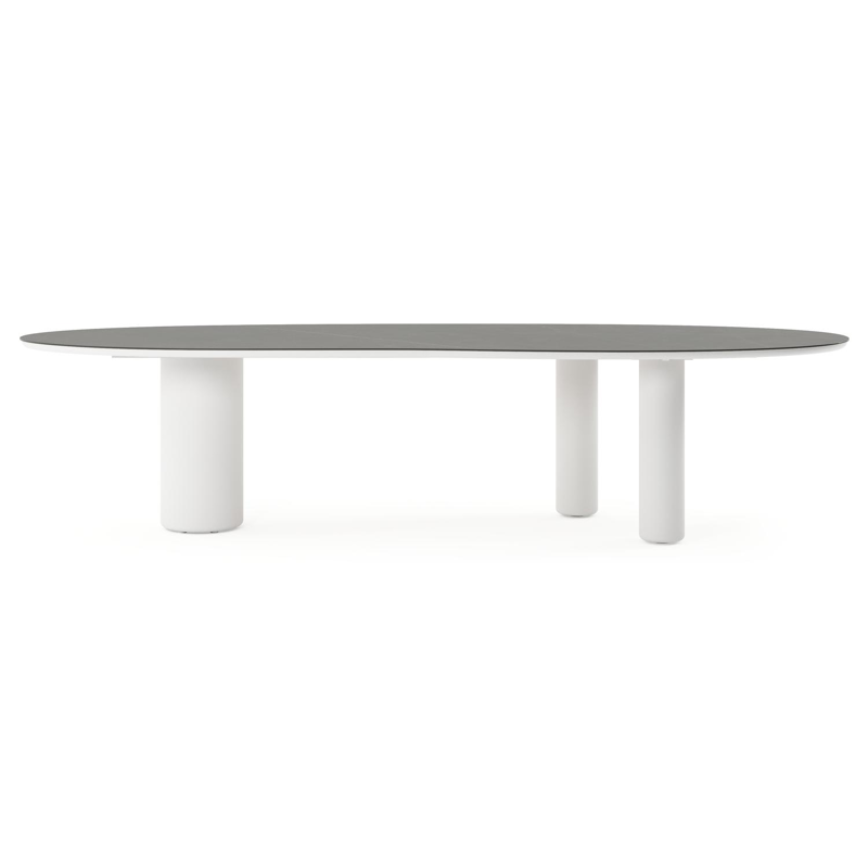 Amico tuintafel organisch in wit aluminium en volkeramiek Calatorao - L 320 x B 120 x H 73.5 cm