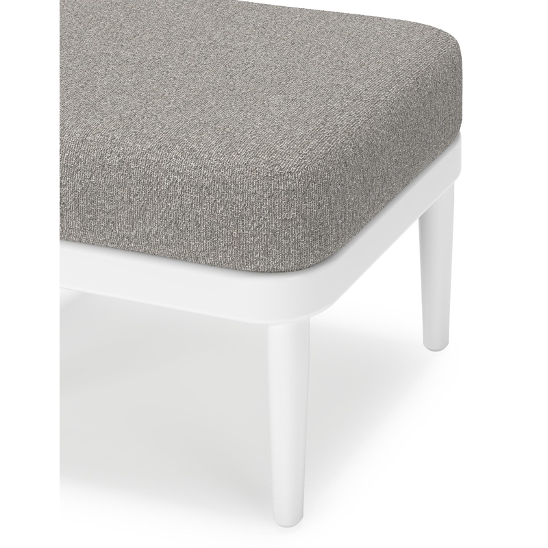 Pouf Orso en aluminium blanc et coussins en all weather sunbrella® luxe Tundra Charcoal