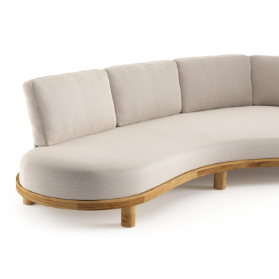 Canapé de jardin Donato en teck et coussins en all weather sunbrella® luxe slow farafra