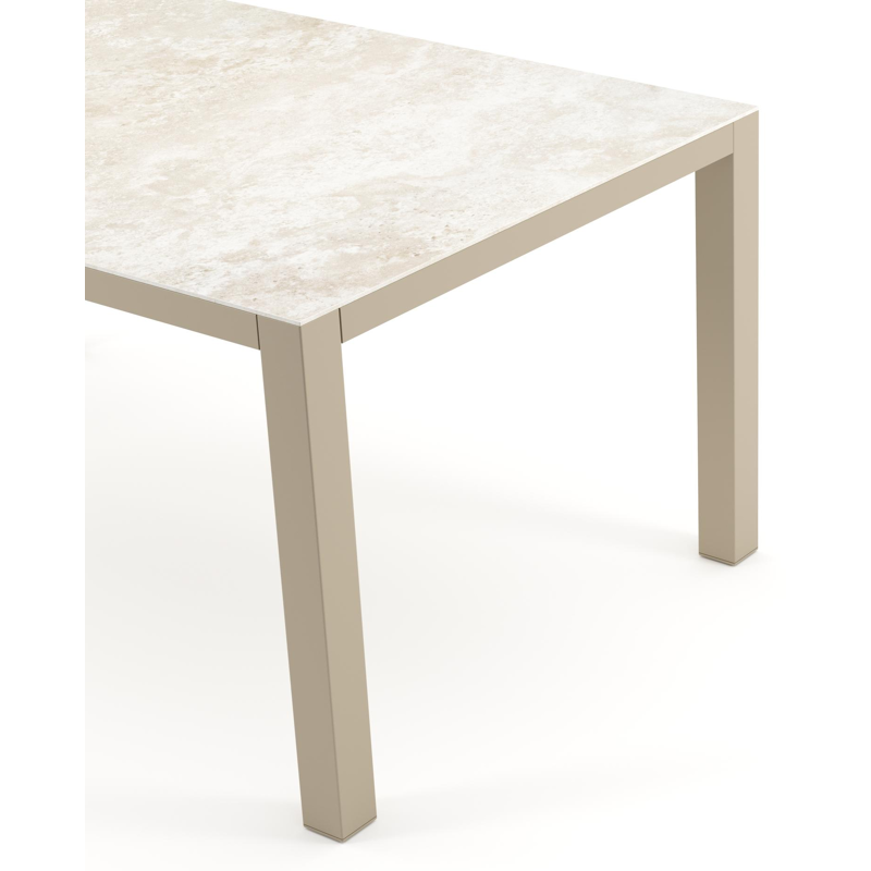 Table de jardin Como rectangulaire en aluminium beige et céramique pleine Rapolano - Lg. 160 x Lrg. 100 x Haut. 73 cm