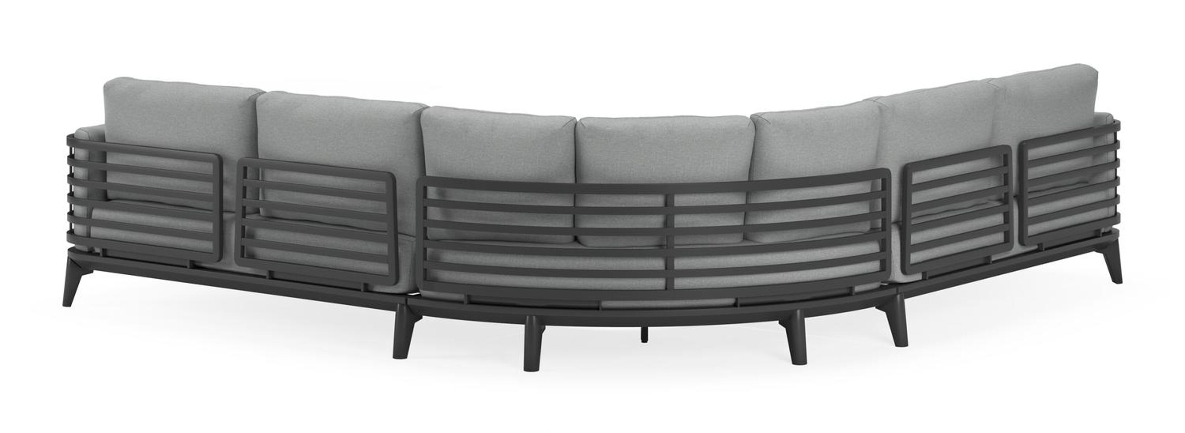 Mosa loungeset in zwart aluminium met grijs weather+ softtouch en loungetafel