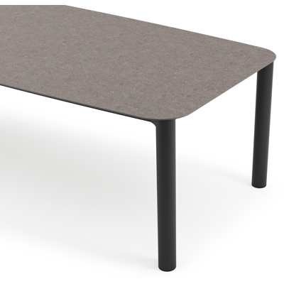 Orso tuintafel bootvorm in zwart aluminium en volkeramiek wulong - L 315 x B 115 x H 75 cm