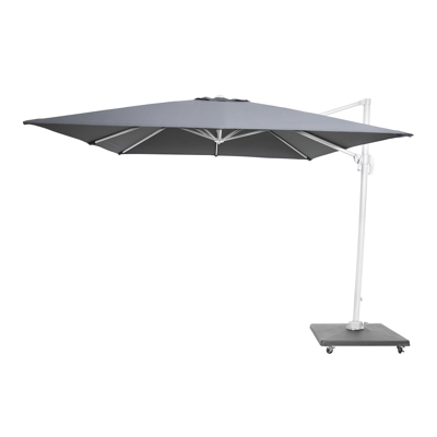 Caldela complete tuinset wit-grijs - tafelblad in glas - met 6  stapelbare tuinstoelen