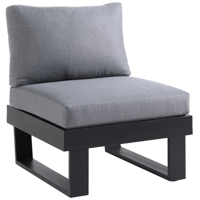 Alora loungebank tussenstuk in zwart aluminium met grijs polyester kussen