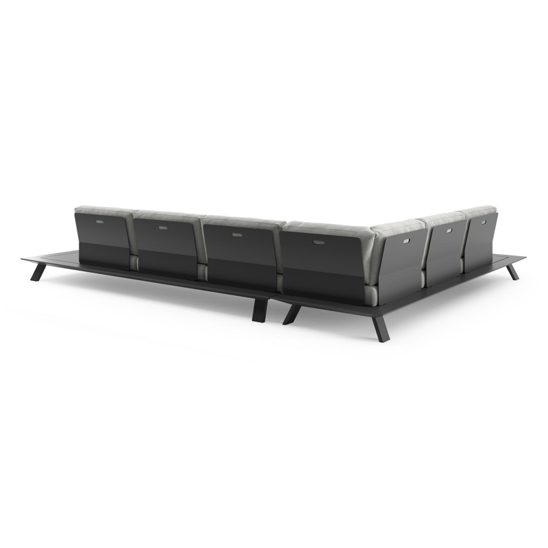 Cesano loungehoek in zwart aluminium met savane nimbus all weather Sunbrella® luxe kussen