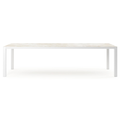 Como tuintafel rechthoekig in wit aluminium en volkeramiek Rapolano L 280 x B 110 cm