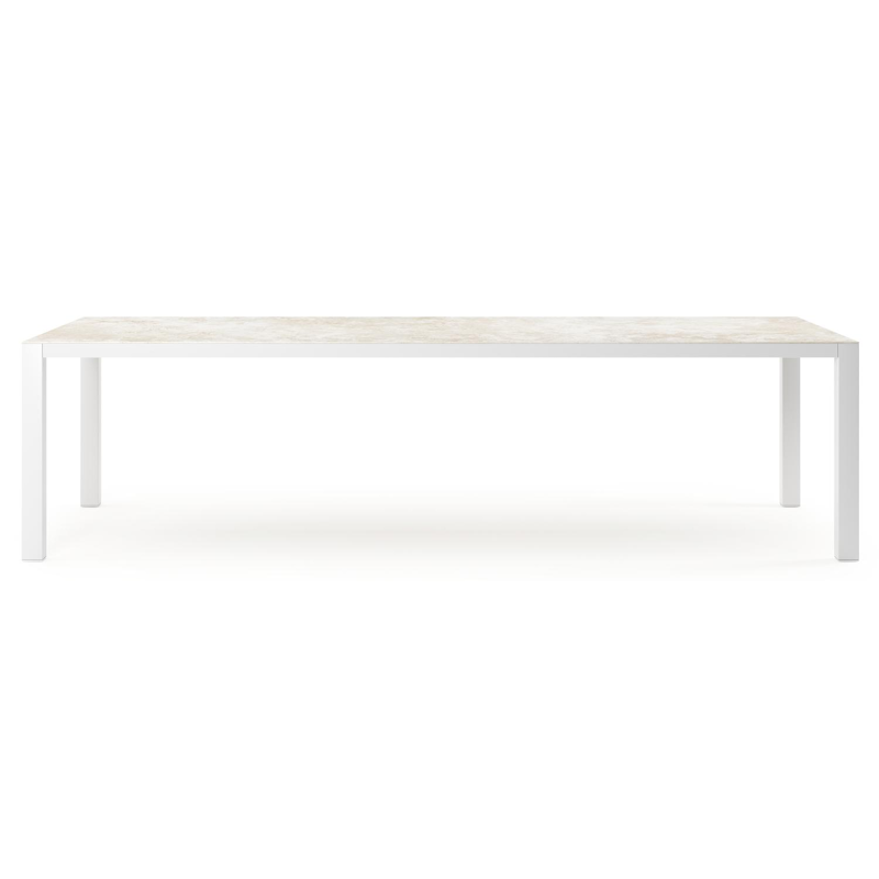 Como tuintafel rechthoekig in wit aluminium en volkeramiek Rapolano L 280 x B 110 cm