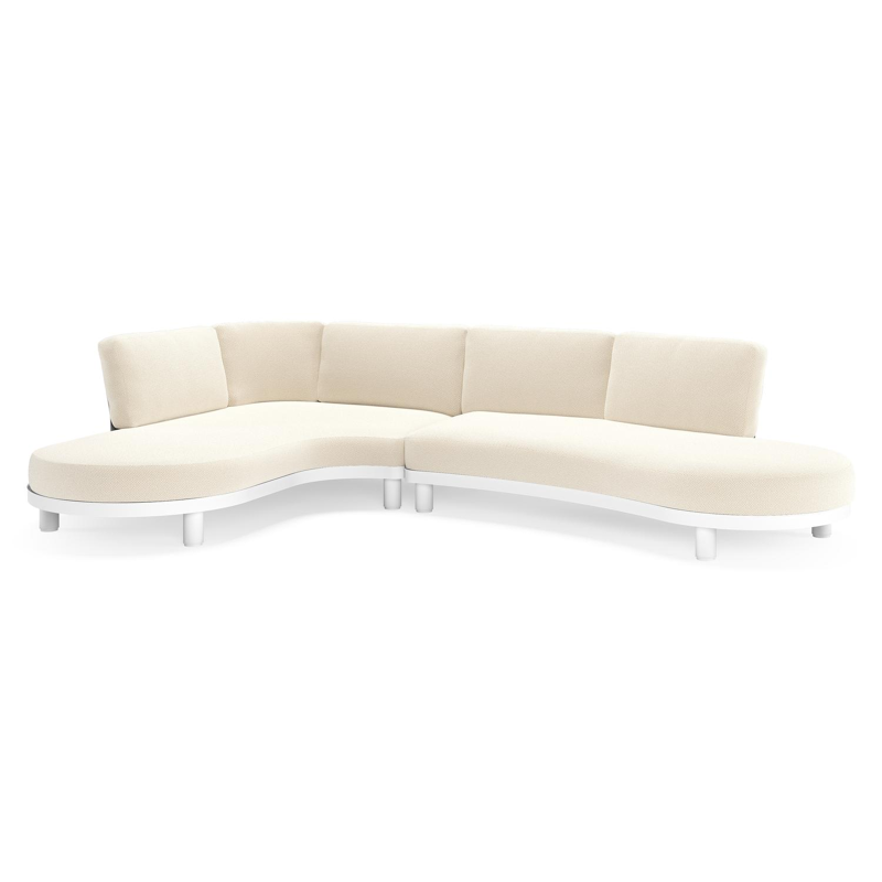 Salon de jardin d'angle Donato en aluminium blanc et coussins en all weather cosytica Althea Off White