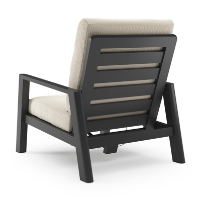 Fauteuil de jardin Cirello en aluminium noir et coussins en all weather cosytica althea off white