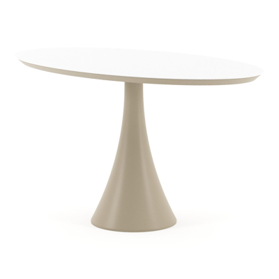 Fano tuintafel ovaal in beige aluminium en volkeramiek Arctic White - L 140 x B 80 x H 74.5 cm