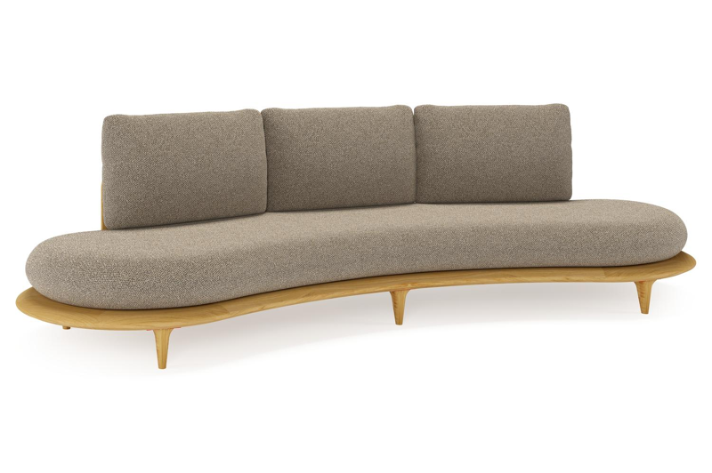 Bomero loungebank in teak met madagascar burch all weather cosytica kussen