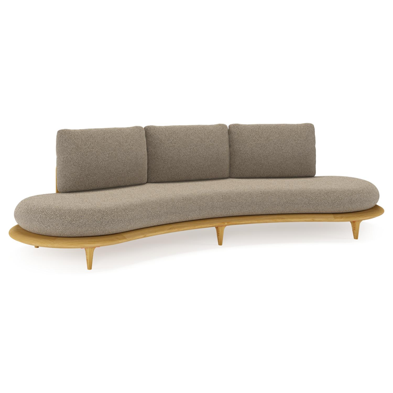 Bomero loungebank in teak met madagascar burch all weather cosytica kussen