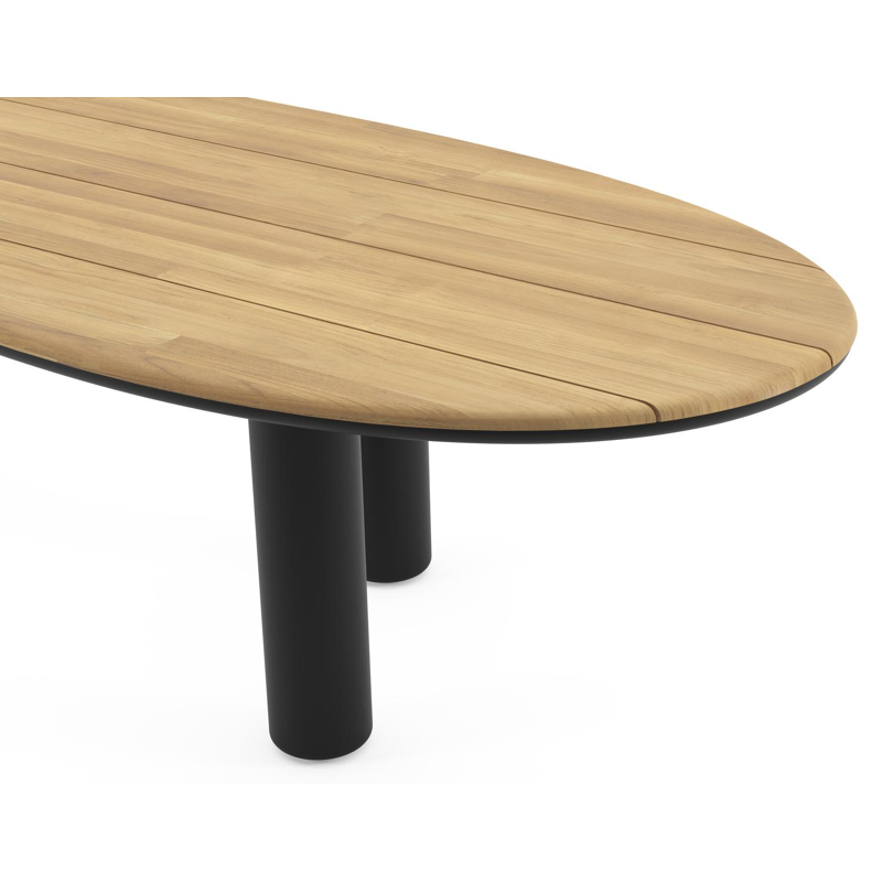 Amico tuintafel organisch in zwart aluminium en teak - L 320 x B 120 x H 73.5 cm