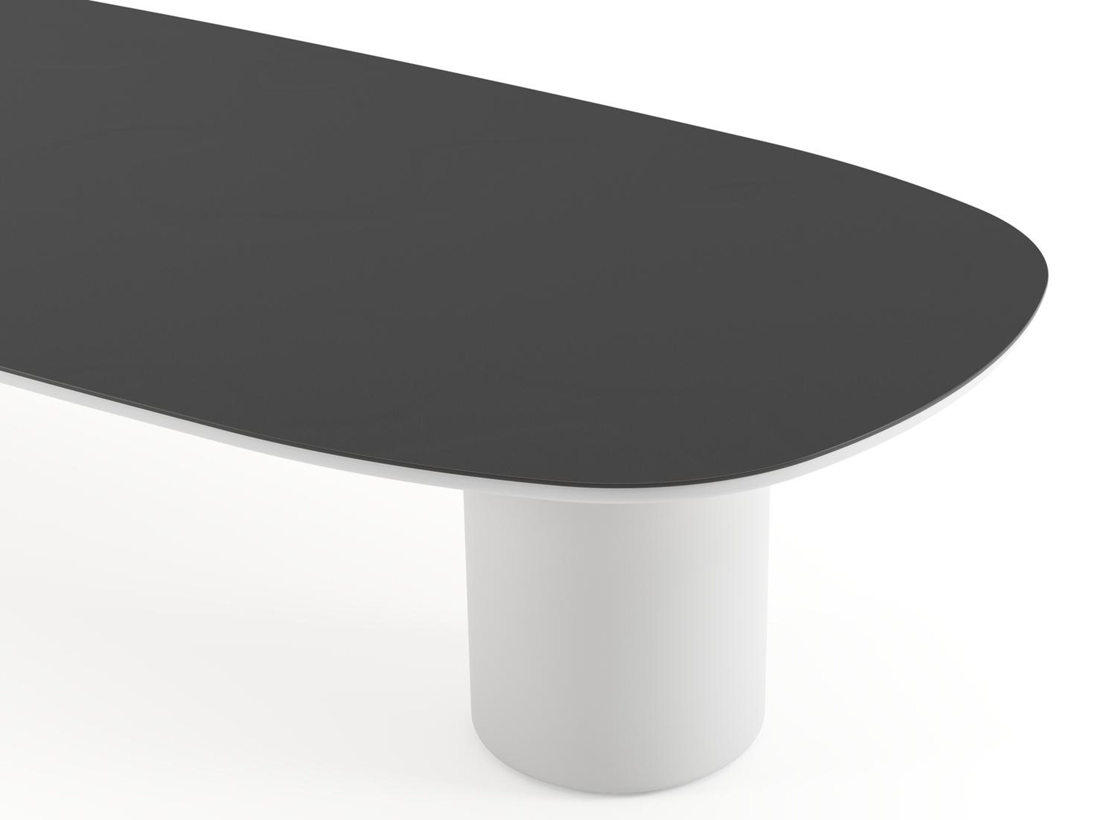 Table de jardin low dining Amico bombo en aluminium blanc et céramique pleine Nero Black - Lg. 320 x Lrg. 130 x Haut. 61 cm