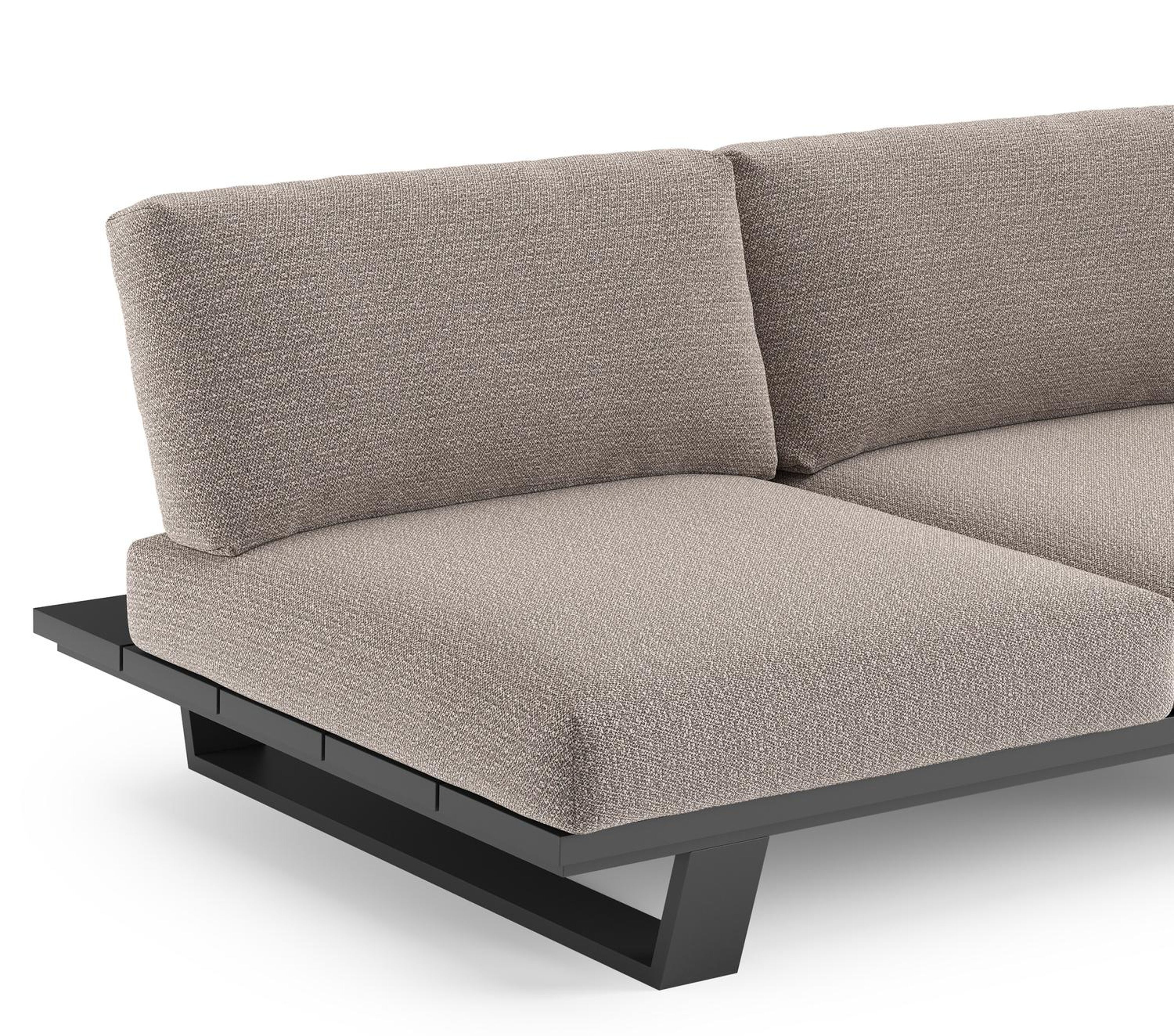 Pagino loungebank in zwart aluminium met wander granite all weather sunbrella® luxe kussen