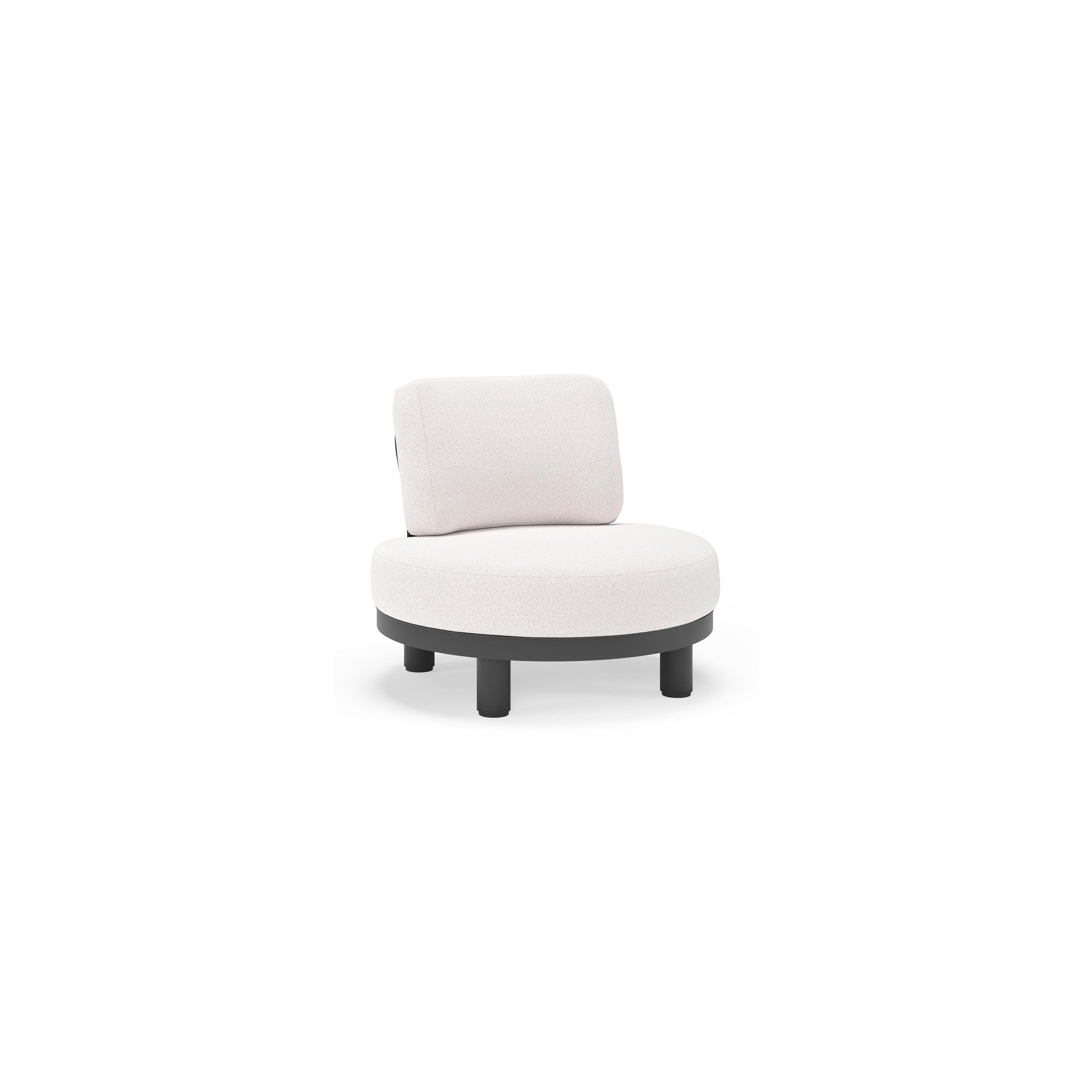 Donato loungestoel in zwart aluminium met all weather solica Ego Eggshell kussen