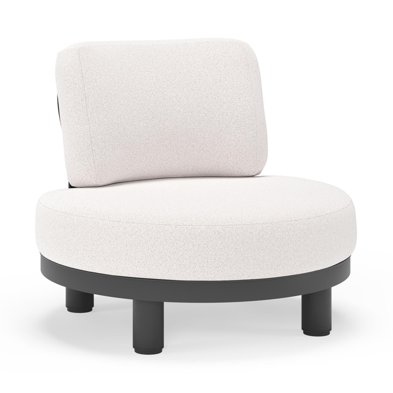 Donato loungestoel in zwart aluminium met all weather solica Ego Eggshell kussen