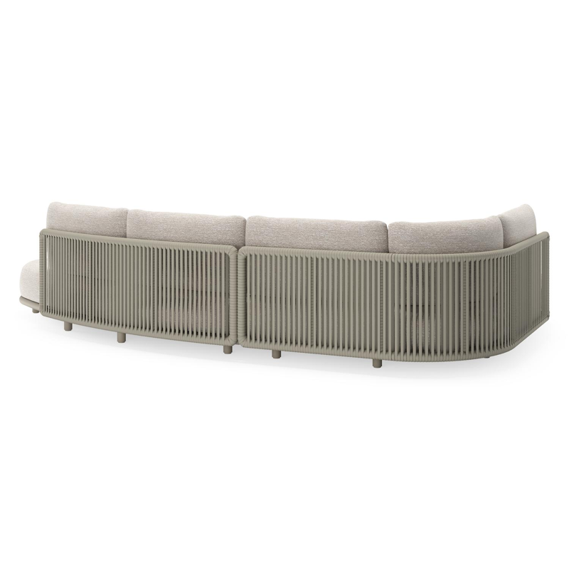 Lomano loungehoek in beige aluminium en beige verticaal geweven luxe vlakke rope met Tundra Sand all weather sunbrellaÂ® luxe