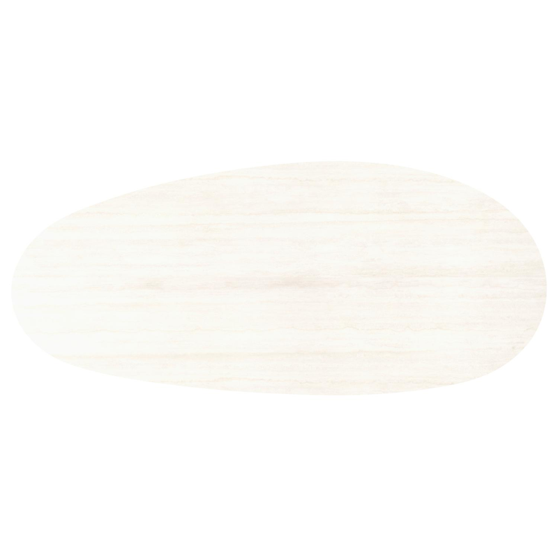 Table de jardin Amico mangue en aluminium blanc et céramique pleine Travertino Bianco - Lg. 320 x Lrg. 140 x Haut. 73.5 cm