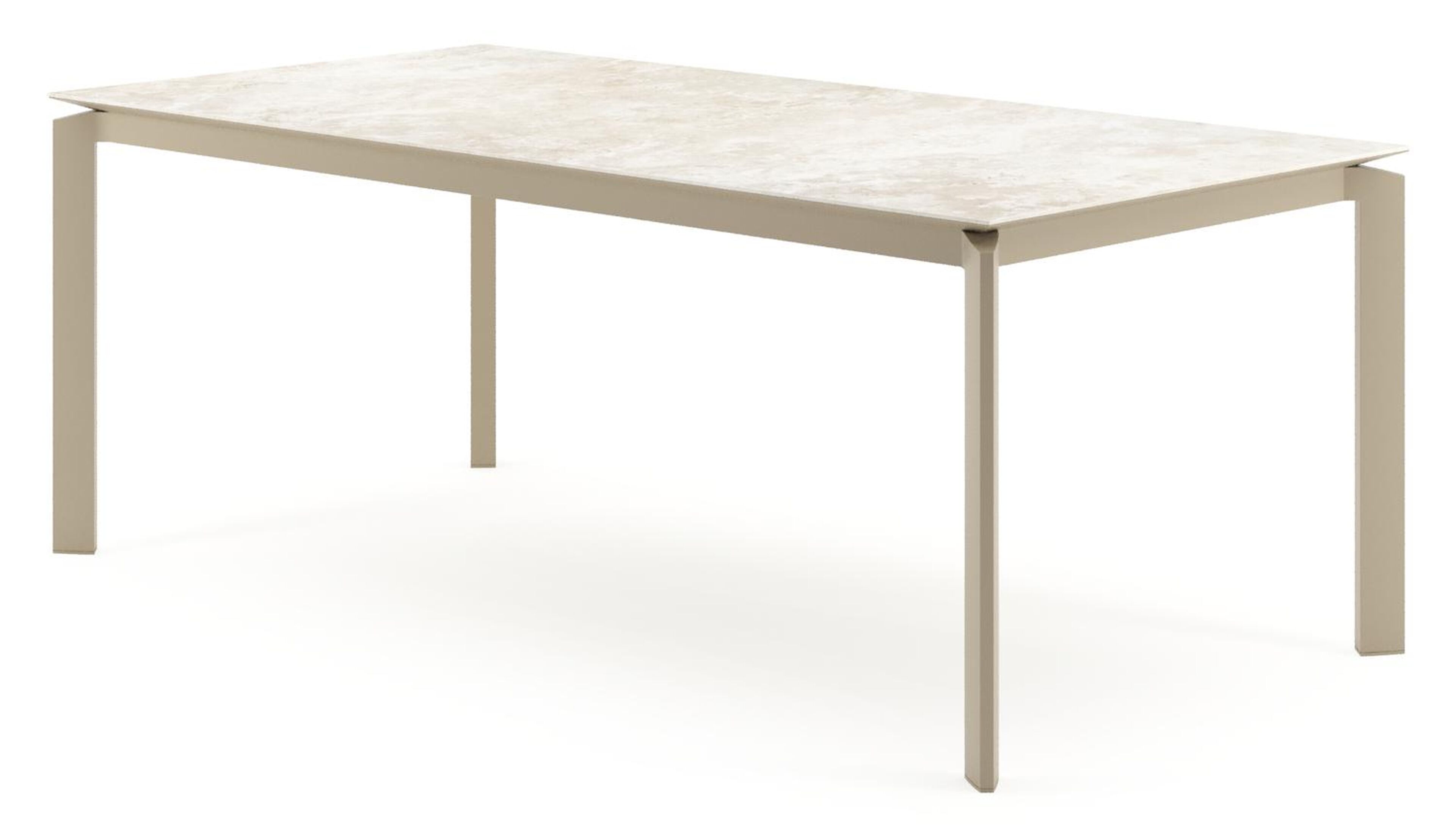Table de jardin Cirello rectangulaire en aluminium beige et céramique pleine Rapolano - Lg. 200 x Lrg. 100 x Haut. 74.5 cm