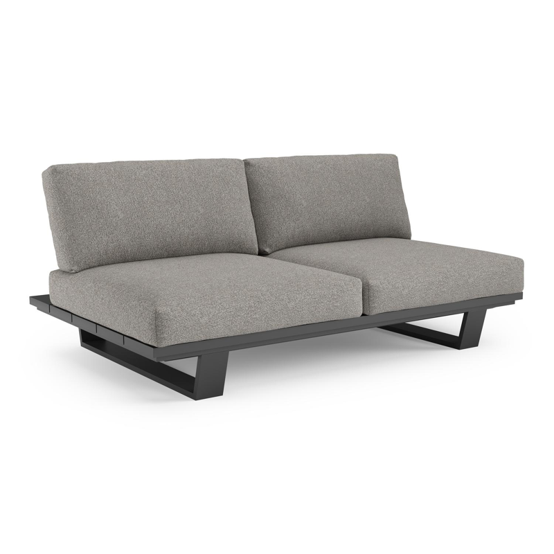 Pagino loungebank in zwart aluminium met tundra charcoal all weather sunbrella® luxe kussen