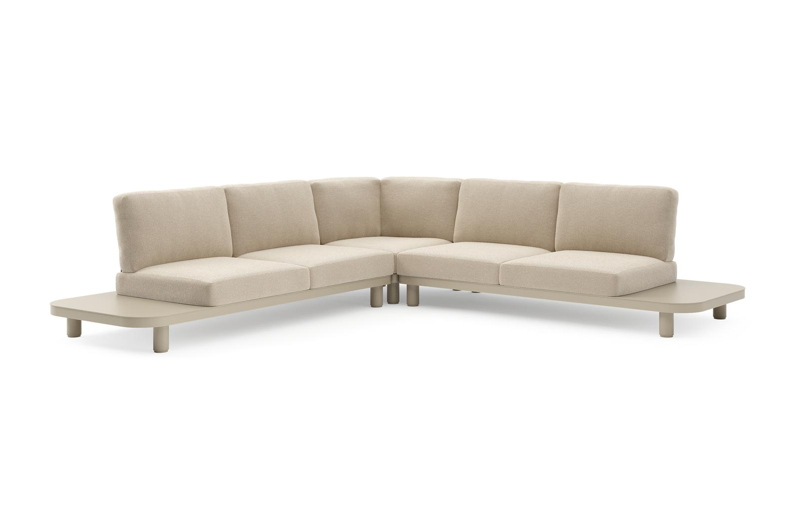 Donato loungehoek in beige aluminium met althea chalk all weather cosytica kussen